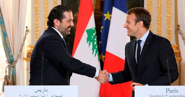 French President Emmanuel Macron Saad Hariri