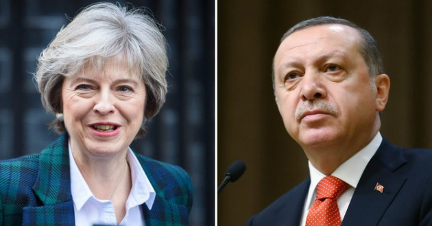 Theresa May and Recep Tayyip Erdogan