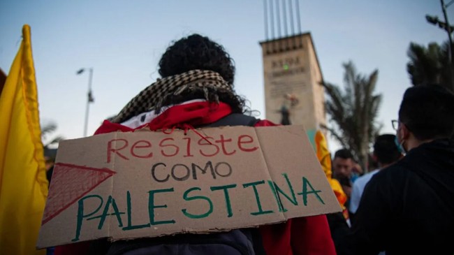 a demonstrator in bogota colombia