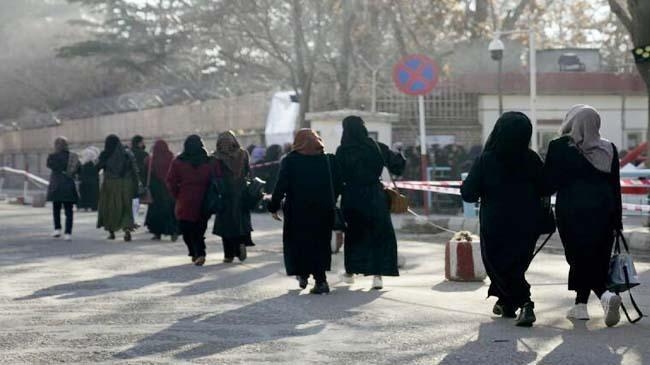 afghan students walk toward their university in kabul
