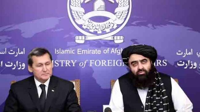 afghanistan acting foreign minister amir khan muttaqi and turkmenistan foreign minister rashid meredov