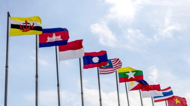 asean flags poles