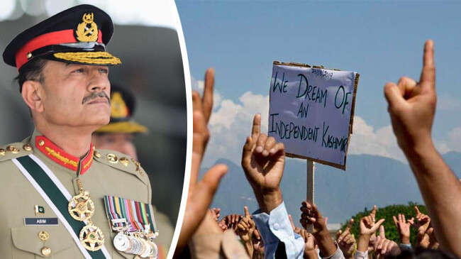asim munir and kashmiri protest