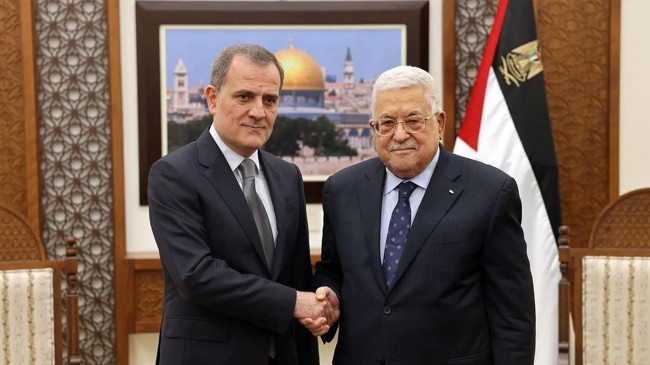 azerbaijani foreign minister jeyhun bayramov and mahmoud abbas in ramallah