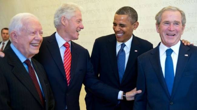 barack obama with clinton bush