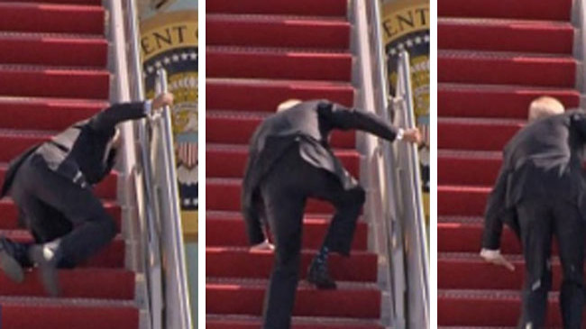 biden stumbled on stairs