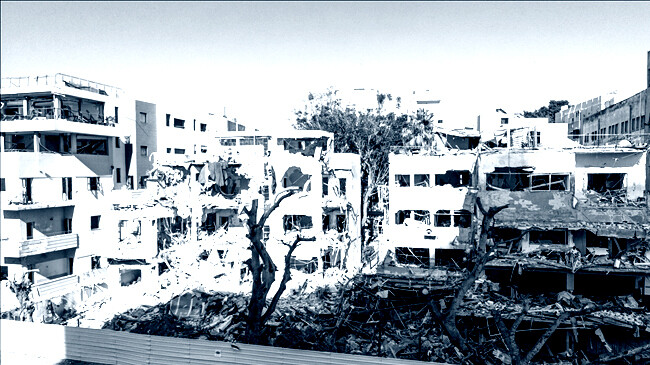 buildings damaged by an iranian missile barrage in tel aviv israel