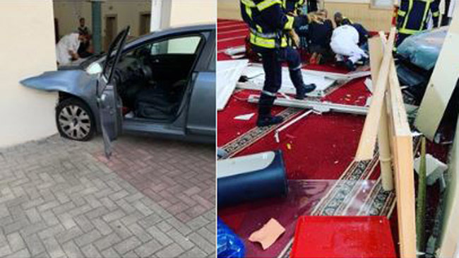 car slammed mosque