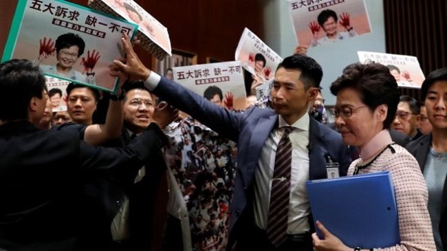 chaos in hong kong parliament