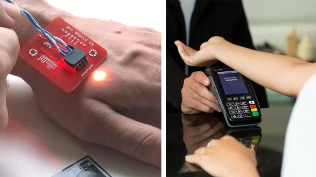 contactless chip in hand