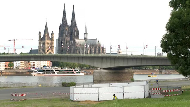 cordoned off area near the cologne cathedral after the discovery of world war ii era bombs