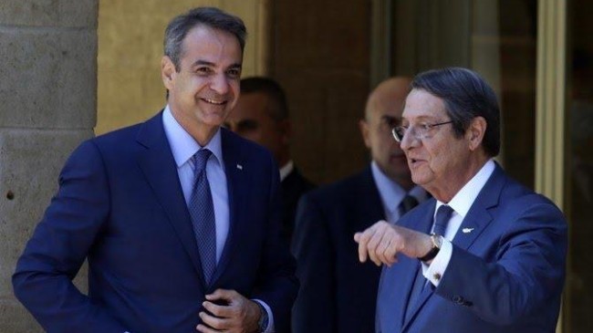 cypriot president nicos anastasiades and greek prime minister kyriakos mitsotakis