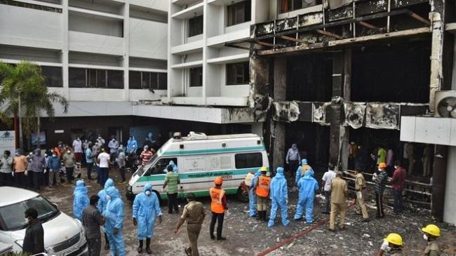 fire at a covid hospital in india