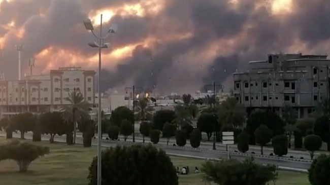 fire at aramco oil plant