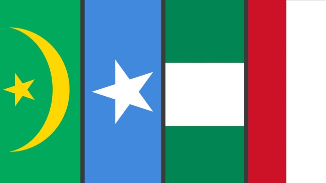 flag mauritania somalia nigeria and indonesia