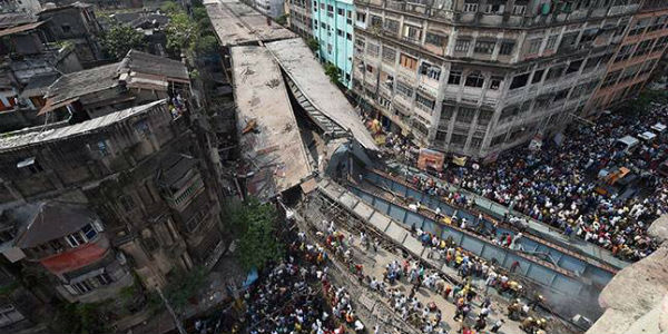 fly over collapse kolkata crying