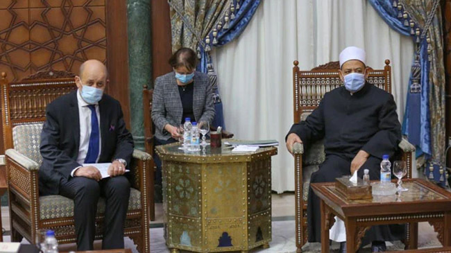 france fm with al azhar imam