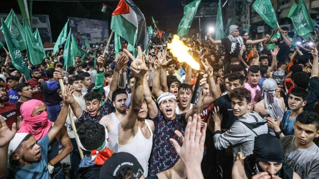 gaza truce celebrate hamas