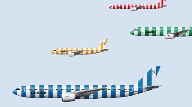 german airline unveils candy striped aircraft