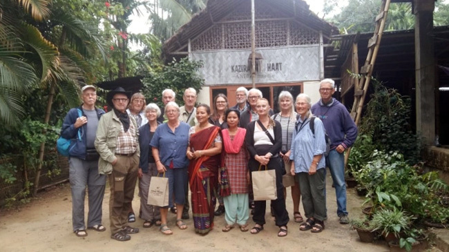 gogoi centre with tourists outside her gift shop
