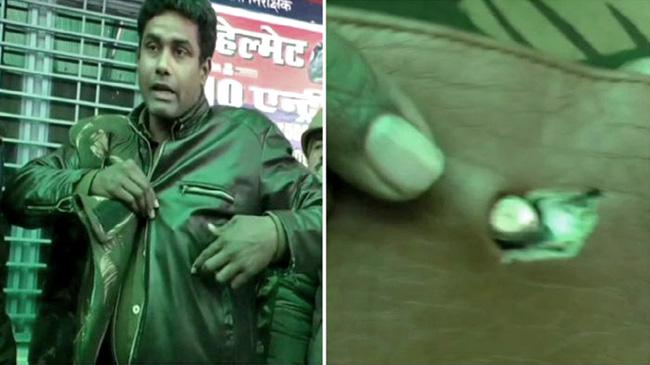 indian police bullet stuck in coin