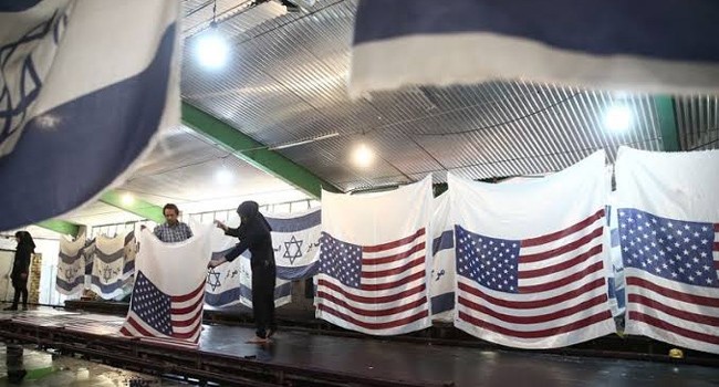 iran make flags of the us and israel