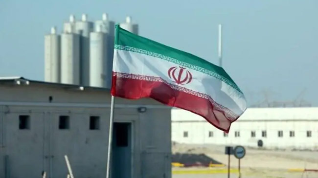irans flag in busher neuclear plant
