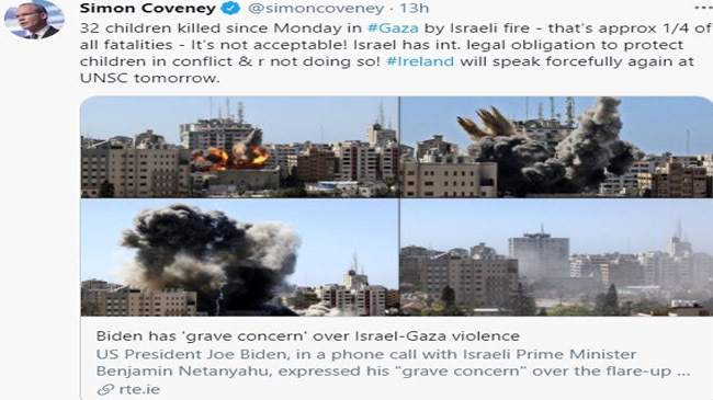 irish foreign minister coveni tweet