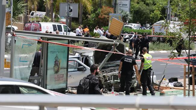 israeli security at the site of the car ramming attack