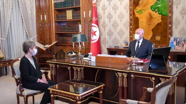kais saied meets prime minister najla bouden romdhane