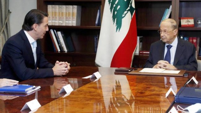 lebanese president michel aoun r meeting with us senior advisor for energy security amos hochstein 