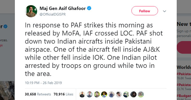 maj gen asif ghafoor twitter