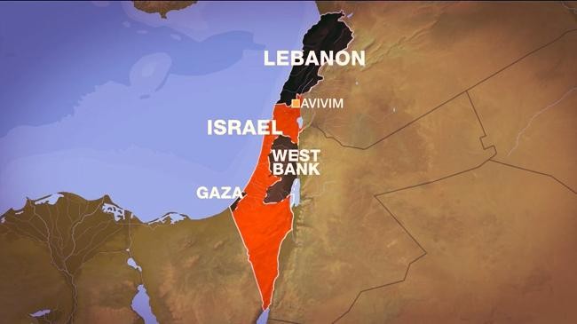 map gaza west bank israel lebanon