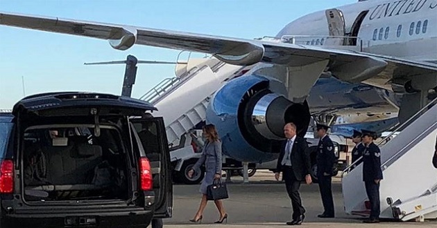 melania trump plane fire