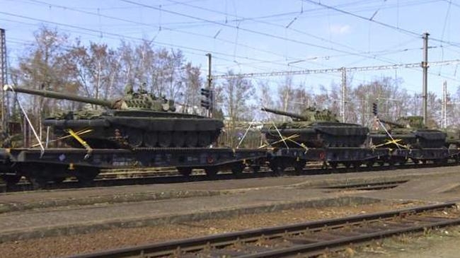 military equipment on trains in the town of jihlava