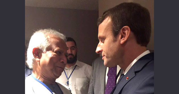 muhammad yunus urges french president to address rohingya crisis