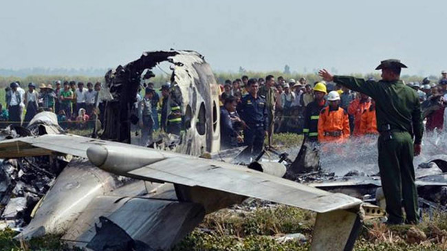 myanmar military plane crashed inner