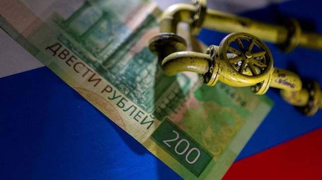 natural gas pipeline is placed on russian rouble