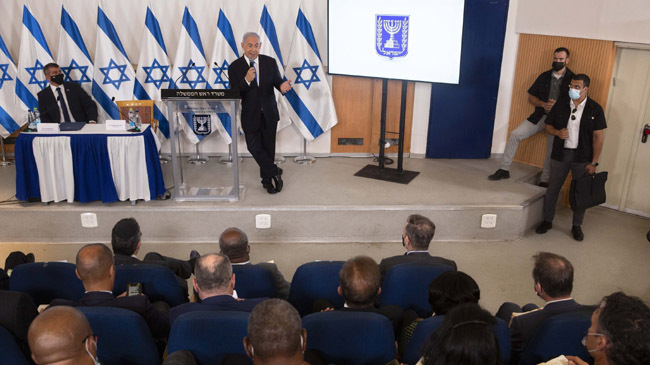 netanyahu addressing in briefing