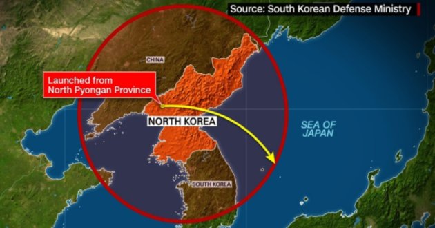 north korean missile in japan sky