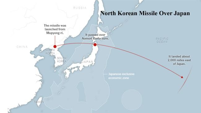 north korean missile over japan