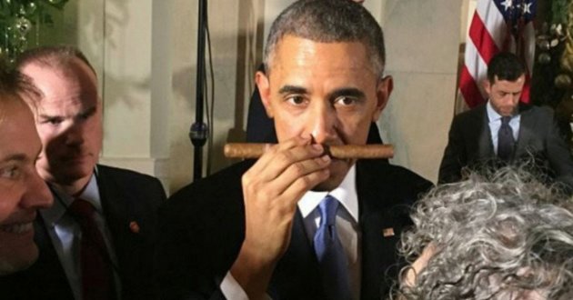 obama takes havana cigar sent