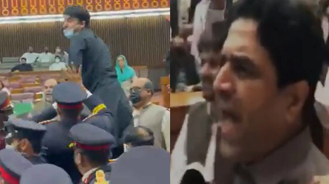 pakistan parliament chaos breaks out