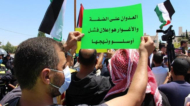 palestine people protesting against israeli annexation