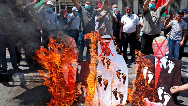 palestine protest over israrel and uae deal