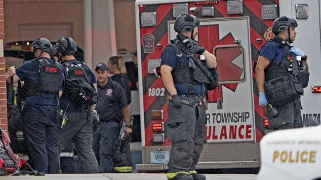 police gathering after shooting