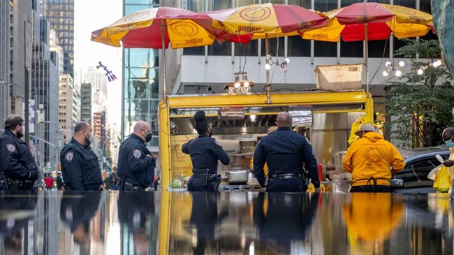 police wait for halal food