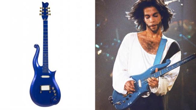 prince playing blu guiter