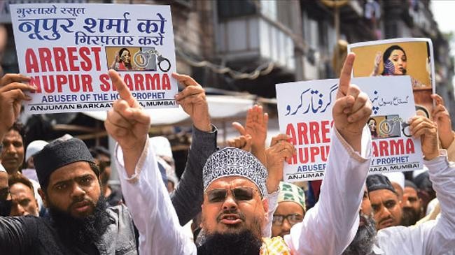 protest against bjp spox