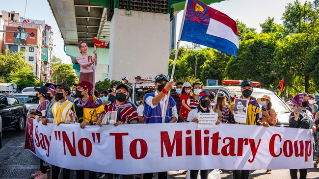 protest myanmar against coup